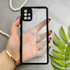 قاب گوشی Galaxy A71 سامسونگ پشت طلق شفاف دور سیلیکونی دور رنگی محافظ لنز برجسته مشکی کد 129439