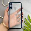قاب گوشی Galaxy A20S سامسونگ پشت طلق شفاف دور سیلیکونی دور رنگی محافظ لنز برجسته سرمه ای کد E21-129446