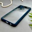 قاب گوشی Galaxy A21S سامسونگ پشت طلق شفاف دور سیلیکونی دور رنگی محافظ لنز برجسته سرمه ای کد 129447