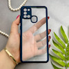 قاب گوشی Galaxy A21S سامسونگ پشت طلق شفاف دور سیلیکونی دور رنگی محافظ لنز برجسته سرمه ای کد 129447