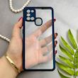 قاب گوشی Galaxy A21S سامسونگ پشت طلق شفاف دور سیلیکونی دور رنگی محافظ لنز برجسته سرمه ای کد 129447