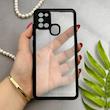 قاب گوشی Galaxy A21S سامسونگ پشت طلق شفاف دور سیلیکونی دور رنگی محافظ لنز برجسته مشکی کد 129448
