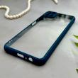 قاب گوشی Galaxy A12 - M12 سامسونگ پشت طلق شفاف دور سیلیکونی دور رنگی محافظ لنز برجسته سرمه ای کد 129453