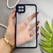 قاب گوشی Galaxy A12 - M12 سامسونگ پشت طلق شفاف دور سیلیکونی دور رنگی محافظ لنز برجسته سرمه ای کد 129453