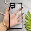 قاب گوشی Galaxy A12 - M12 سامسونگ پشت طلق شفاف دور سیلیکونی دور رنگی محافظ لنز برجسته مشکی کد 129454