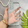 قاب گوشی Galaxy A13 4G سامسونگ پشت طلق شفاف دور سیلیکونی دور رنگی محافظ لنز برجسته طوسی کد 129456