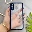 قاب گوشی Galaxy A20 - A30 سامسونگ پشت طلق شفاف دور سیلیکونی دور رنگی محافظ لنز برجسته سرمه ای کد 129460