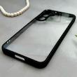 قاب گوشی Galaxy S24 FE سامسونگ پشت طلق شفاف دور سیلیکونی دور رنگی محافظ لنز برجسته مشکی کد E21-129472
