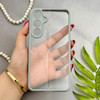 قاب گوشی Galaxy S24 FE سامسونگ پشت طلق شفاف دور سیلیکونی دور رنگی محافظ لنز برجسته طوسی کد E21-129473