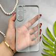 قاب گوشی Galaxy S25 FE سامسونگ پشت طلق شفاف دور سیلیکونی دور رنگی محافظ لنز برجسته طوسی کد 129474
