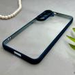 قاب گوشی Galaxy S25 FE سامسونگ پشت طلق شفاف دور سیلیکونی دور رنگی محافظ لنز برجسته سرمه ای کد 129476