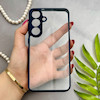 قاب گوشی Galaxy S25 FE سامسونگ پشت طلق شفاف دور سیلیکونی دور رنگی محافظ لنز برجسته سرمه ای کد 129476