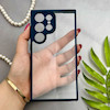 قاب گوشی Galaxy S24 Ultra سامسونگ پشت طلق شفاف دور سیلیکونی دور رنگی محافظ لنز برجسته سرمه ای کد E21-129483