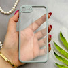 قاب گوشی iPhone 7 - iPhone 8 - iPhone SE 2020 - iPhone SE 2022 آیفون پشت طلق شفاف دور سیلیکونی دور رنگی محافظ لنز برجسته طوسی کد 129486