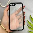قاب گوشی iPhone 7 - iPhone 8 - iPhone SE 2020 - iPhone SE 2022 آیفون پشت طلق شفاف دور سیلیکونی دور رنگی محافظ لنز برجسته مشکی کد 129487