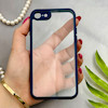 قاب گوشی iPhone 7 - iPhone 8 - iPhone SE 2020 - iPhone SE 2022 آیفون پشت طلق شفاف دور سیلیکونی دور رنگی محافظ لنز برجسته سرمه ای کد 129488