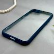قاب گوشی iPhone 7 - iPhone 8 - iPhone SE 2020 - iPhone SE 2022 آیفون پشت طلق شفاف دور سیلیکونی دور رنگی محافظ لنز برجسته سرمه ای کد 129488