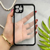 قاب گوشی iPhone 11 Pro Max آیفون پشت طلق شفاف دور سیلیکونی دور رنگی محافظ لنز برجسته مشکی کد 129493