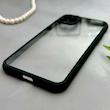 قاب گوشی iPhone 11 Pro Max آیفون پشت طلق شفاف دور سیلیکونی دور رنگی محافظ لنز برجسته مشکی کد E21-129493