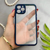 قاب گوشی iPhone 11 Pro آیفون پشت طلق شفاف دور سیلیکونی دور رنگی محافظ لنز برجسته سرمه ای کد 129495