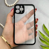 قاب گوشی iPhone 11 Pro آیفون پشت طلق شفاف دور سیلیکونی دور رنگی محافظ لنز برجسته مشکی کد 129496
