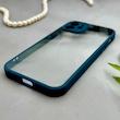 قاب گوشی iPhone 12 آیفون پشت طلق شفاف دور سیلیکونی دور رنگی محافظ لنز برجسته سرمه ای کد 129501
