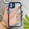 قاب گوشی iPhone 12 آیفون پشت طلق شفاف دور سیلیکونی دور رنگی محافظ لنز برجسته سرمه ای کد 129501
