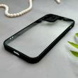 قاب گوشی iPhone 12 آیفون پشت طلق شفاف دور سیلیکونی دور رنگی محافظ لنز برجسته مشکی کد 129502
