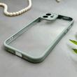 قاب گوشی iPhone 12 آیفون پشت طلق شفاف دور سیلیکونی دور رنگی محافظ لنز برجسته طوسی کد 129503