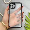 قاب گوشی iPhone 12 Pro آیفون پشت طلق شفاف دور سیلیکونی دور رنگی محافظ لنز برجسته مشکی کد 129505