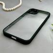 قاب گوشی iPhone 12 Pro آیفون پشت طلق شفاف دور سیلیکونی دور رنگی محافظ لنز برجسته مشکی کد 129505