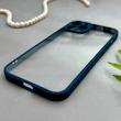 قاب گوشی iPhone 12 Pro Max آیفون پشت طلق شفاف دور سیلیکونی دور رنگی محافظ لنز برجسته سرمه ای کد 129507
