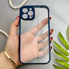 قاب گوشی iPhone 12 Pro Max آیفون پشت طلق شفاف دور سیلیکونی دور رنگی محافظ لنز برجسته سرمه ای کد 129507