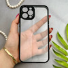 قاب گوشی iPhone 12 Pro Max آیفون پشت طلق شفاف دور سیلیکونی دور رنگی محافظ لنز برجسته مشکی کد 129508