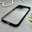 قاب گوشی iPhone 12 Pro Max آیفون پشت طلق شفاف دور سیلیکونی دور رنگی محافظ لنز برجسته مشکی کد 129508