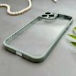 قاب گوشی iPhone 12 Pro Max آیفون پشت طلق شفاف دور سیلیکونی دور رنگی محافظ لنز برجسته طوسی کد 129509