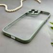 قاب گوشی iPhone 13 Pro Max آیفون پشت طلق شفاف دور سیلیکونی دور رنگی محافظ لنز برجسته طوسی کد E21-129510