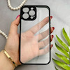 قاب گوشی iPhone 13 Pro Max آیفون پشت طلق شفاف دور سیلیکونی دور رنگی محافظ لنز برجسته مشکی کد E21-129511