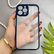 قاب گوشی iPhone 13 Pro Max آیفون پشت طلق شفاف دور سیلیکونی دور رنگی محافظ لنز برجسته سرمه ای کد E21-129512