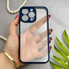 قاب گوشی iPhone 13 Pro آیفون پشت طلق شفاف دور سیلیکونی دور رنگی محافظ لنز برجسته سرمه ای کد E21-129513