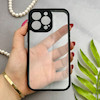 قاب گوشی iPhone 13 Pro آیفون پشت طلق شفاف دور سیلیکونی دور رنگی محافظ لنز برجسته مشکی کد E21-129514