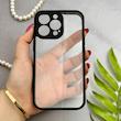 قاب گوشی iPhone 13 Pro آیفون پشت طلق شفاف دور سیلیکونی دور رنگی محافظ لنز برجسته مشکی کد E21-129514