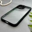 قاب گوشی iPhone 13 Pro آیفون پشت طلق شفاف دور سیلیکونی دور رنگی محافظ لنز برجسته مشکی کد E21-129514