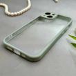 قاب گوشی iPhone 13 آیفون پشت طلق شفاف دور سیلیکونی دور رنگی محافظ لنز برجسته طوسی کد E21-129516