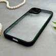 قاب گوشی iPhone 13 آیفون پشت طلق شفاف دور سیلیکونی دور رنگی محافظ لنز برجسته مشکی کد E21-129517