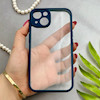 قاب گوشی iPhone 13 آیفون پشت طلق شفاف دور سیلیکونی دور رنگی محافظ لنز برجسته سرمه ای کد E21-129518