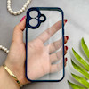 قاب گوشی iPhone 16 آیفون پشت طلق شفاف دور سیلیکونی دور رنگی محافظ لنز برجسته سرمه ای کد E21-129519