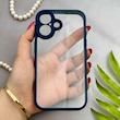 قاب گوشی iPhone 16 آیفون پشت طلق شفاف دور سیلیکونی دور رنگی محافظ لنز برجسته سرمه ای کد E21-129519