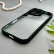 قاب گوشی iPhone 16 Pro آیفون پشت طلق شفاف دور سیلیکونی دور رنگی محافظ لنز برجسته مشکی کد 129523