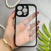 قاب گوشی iPhone 16 Pro آیفون پشت طلق شفاف دور سیلیکونی دور رنگی محافظ لنز برجسته مشکی کد 129523